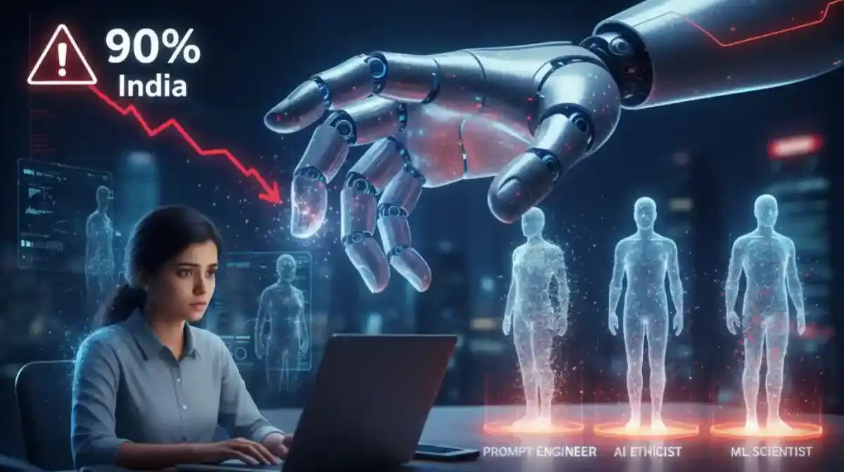 AI Jobs Crisis: 90% भारतीय कंपनियों में AI का हमला! क्या आपकी नौकरी खतरे में है? 3 नए जॉब रोल जो देंगे सिक्योरिटी।